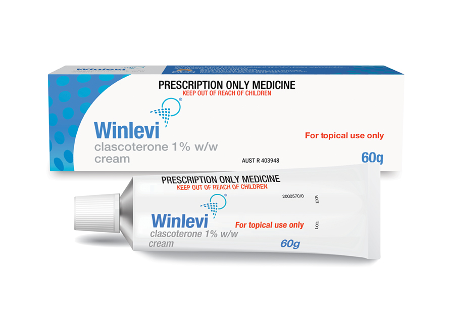 Winlevi 60g Carton front view with top grouped with tube