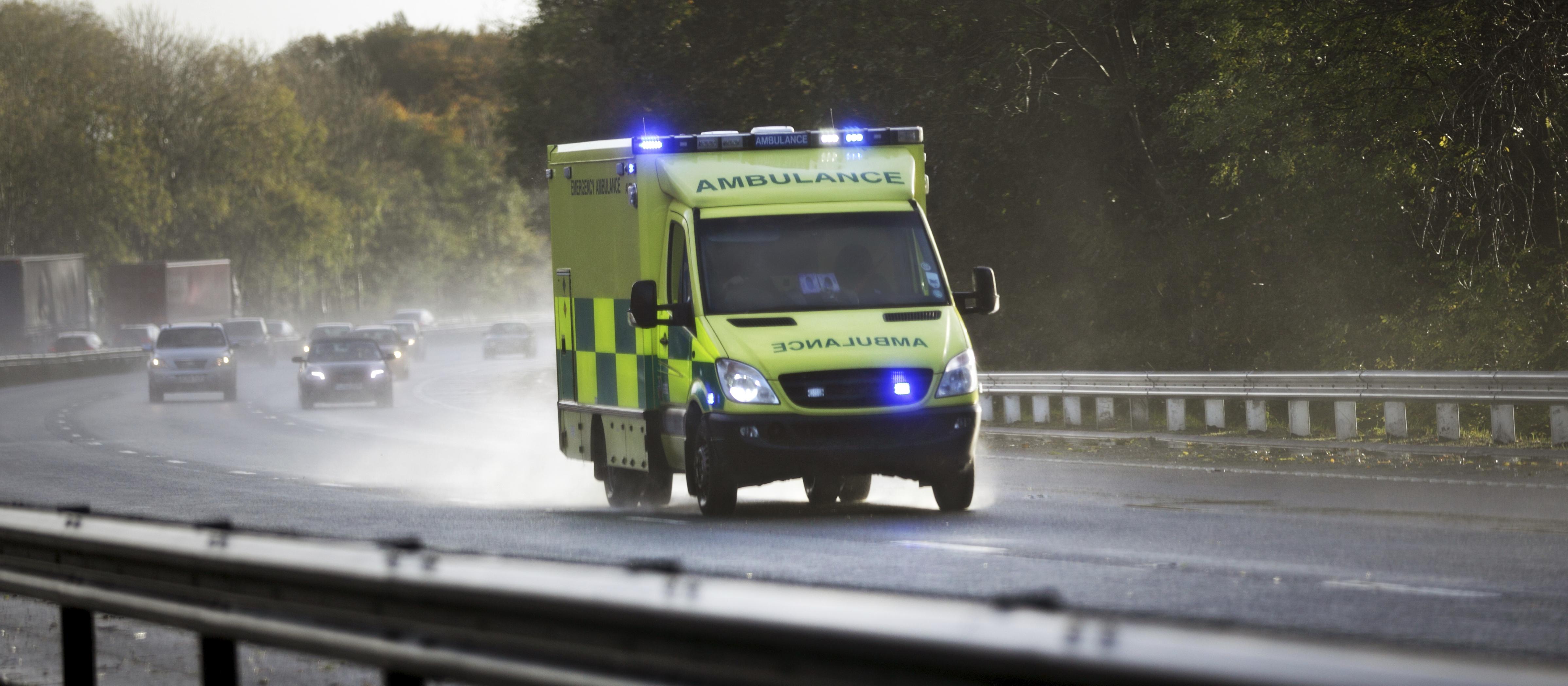 Ambulance lights flashing