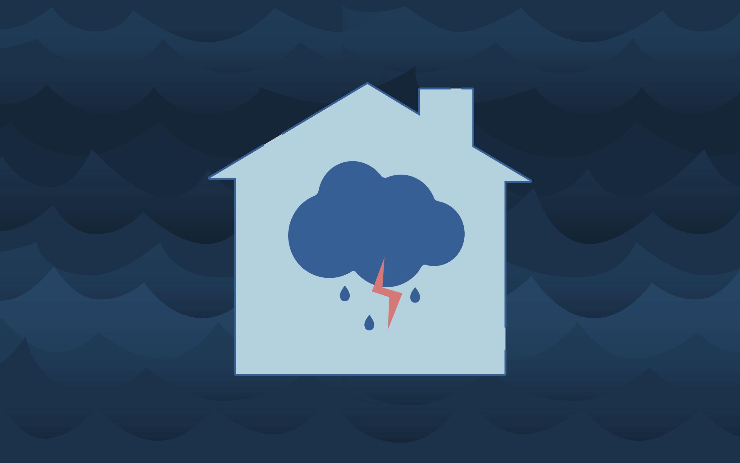 Domestic abuse storm cloud in house 