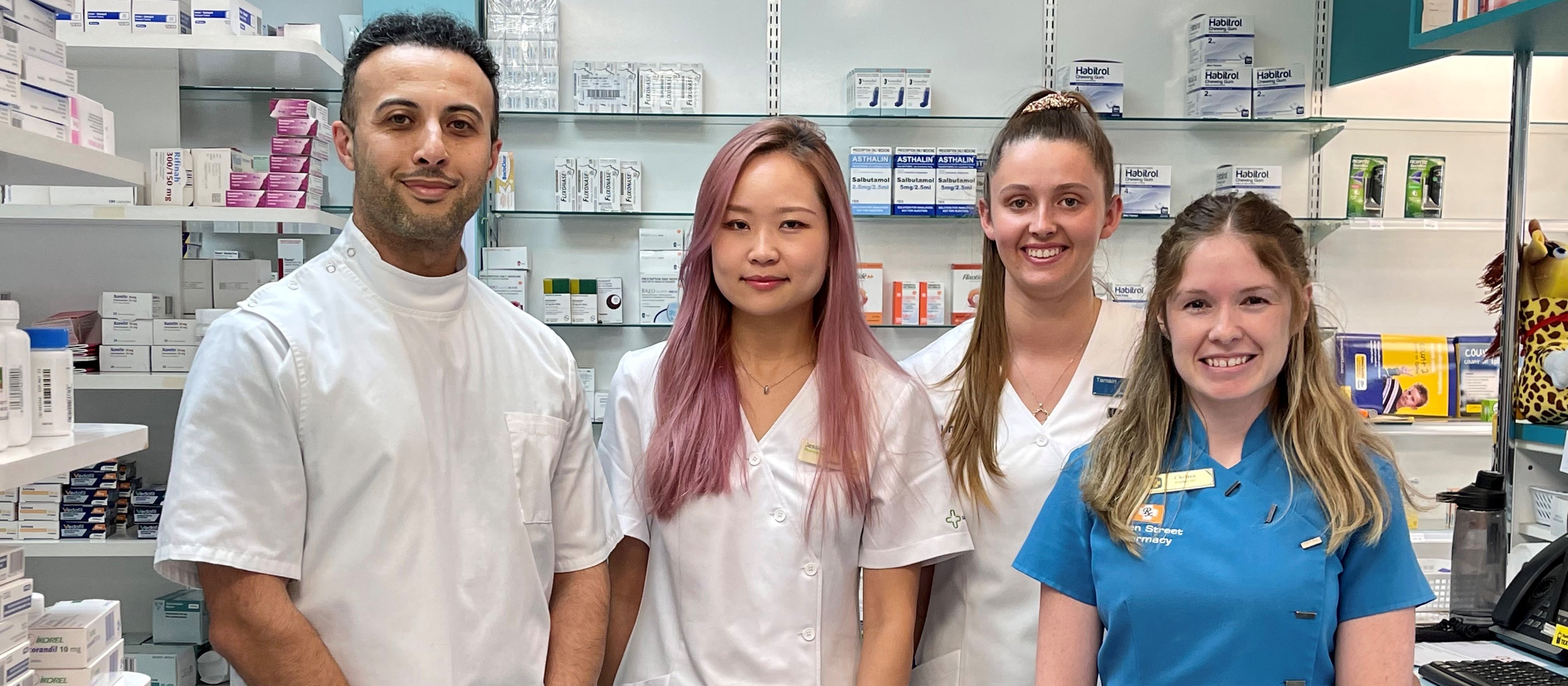 Unichem Coromandel Pharmacy team: owner Anas Wadood, pharmacist Jessica Guo, technician Tamsin Armstrong and pharmacist Chelsea Todd 