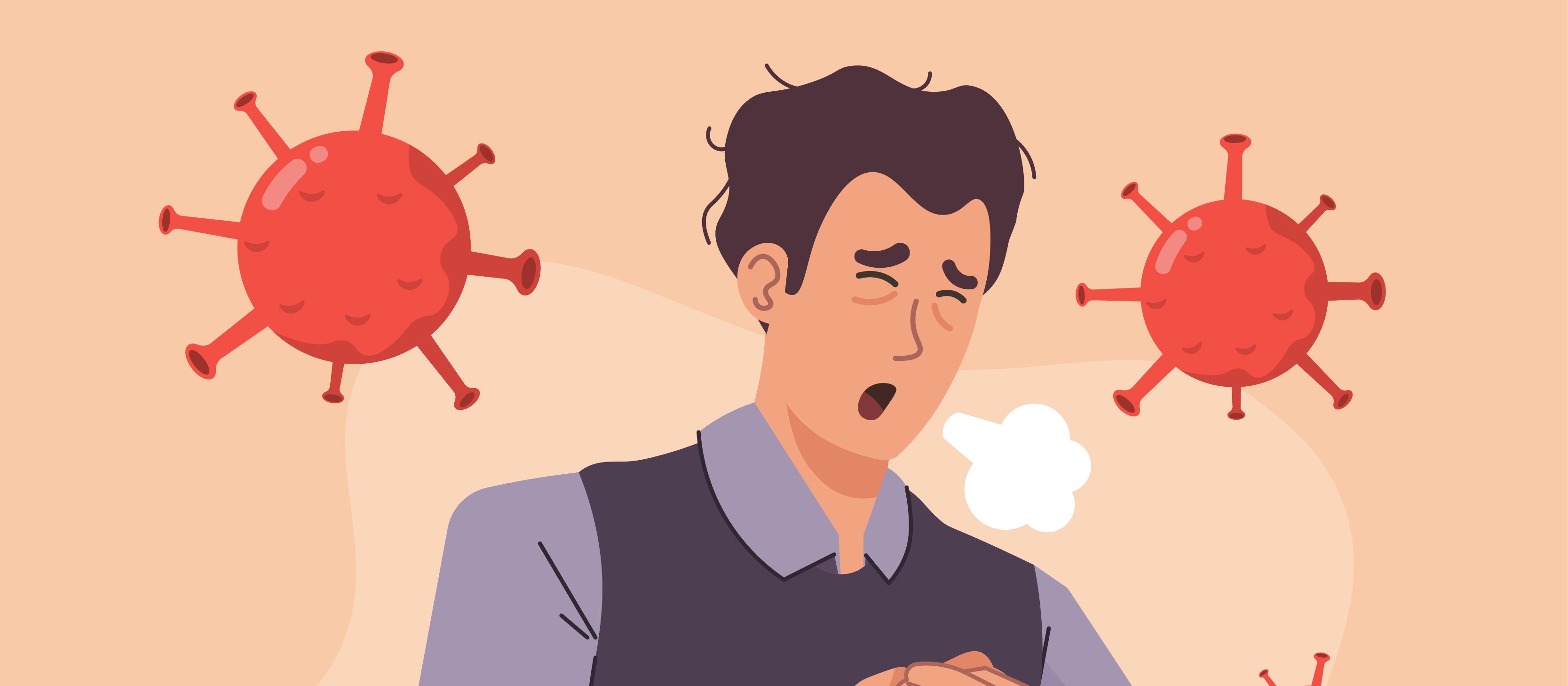 Difficulty breathing COVID illustration