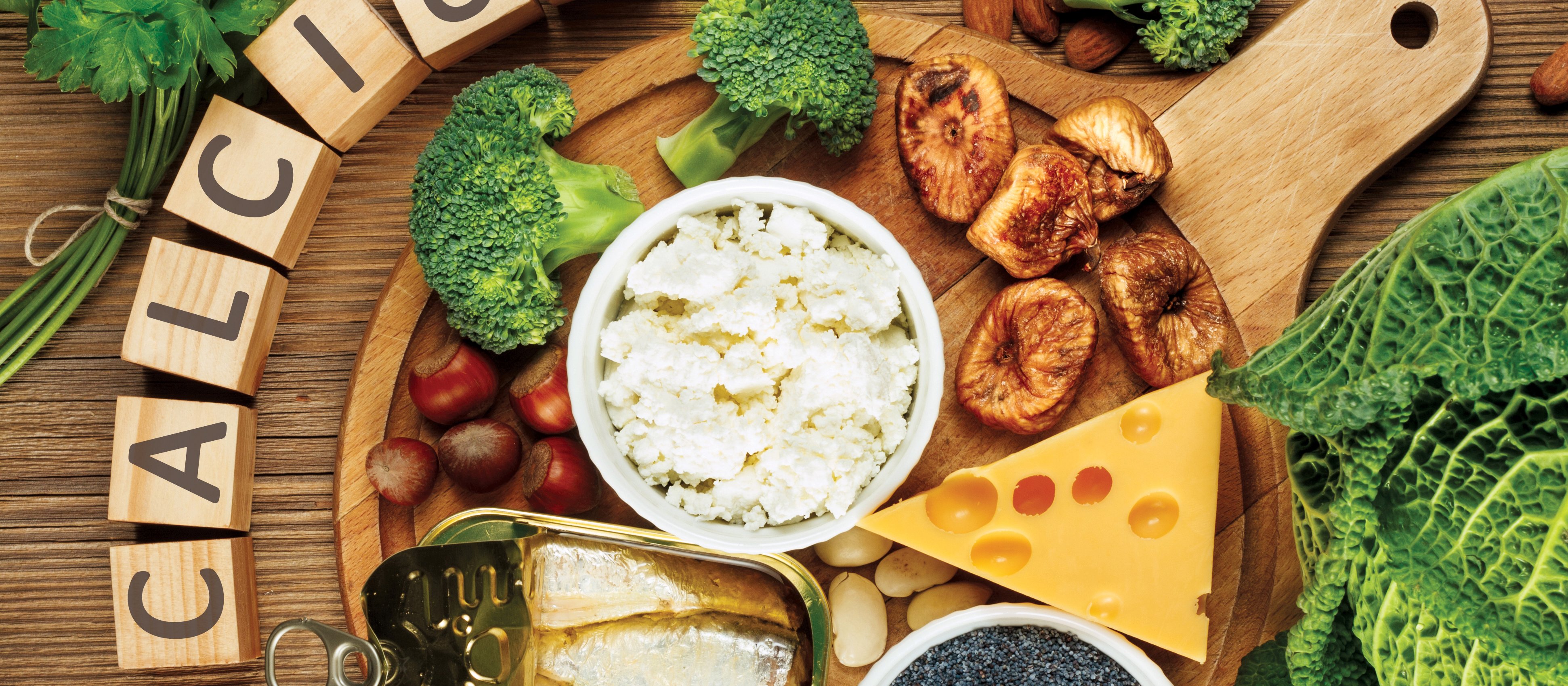 Cheese, greens, nuts and small, soft-boned fish are good sources of calcium