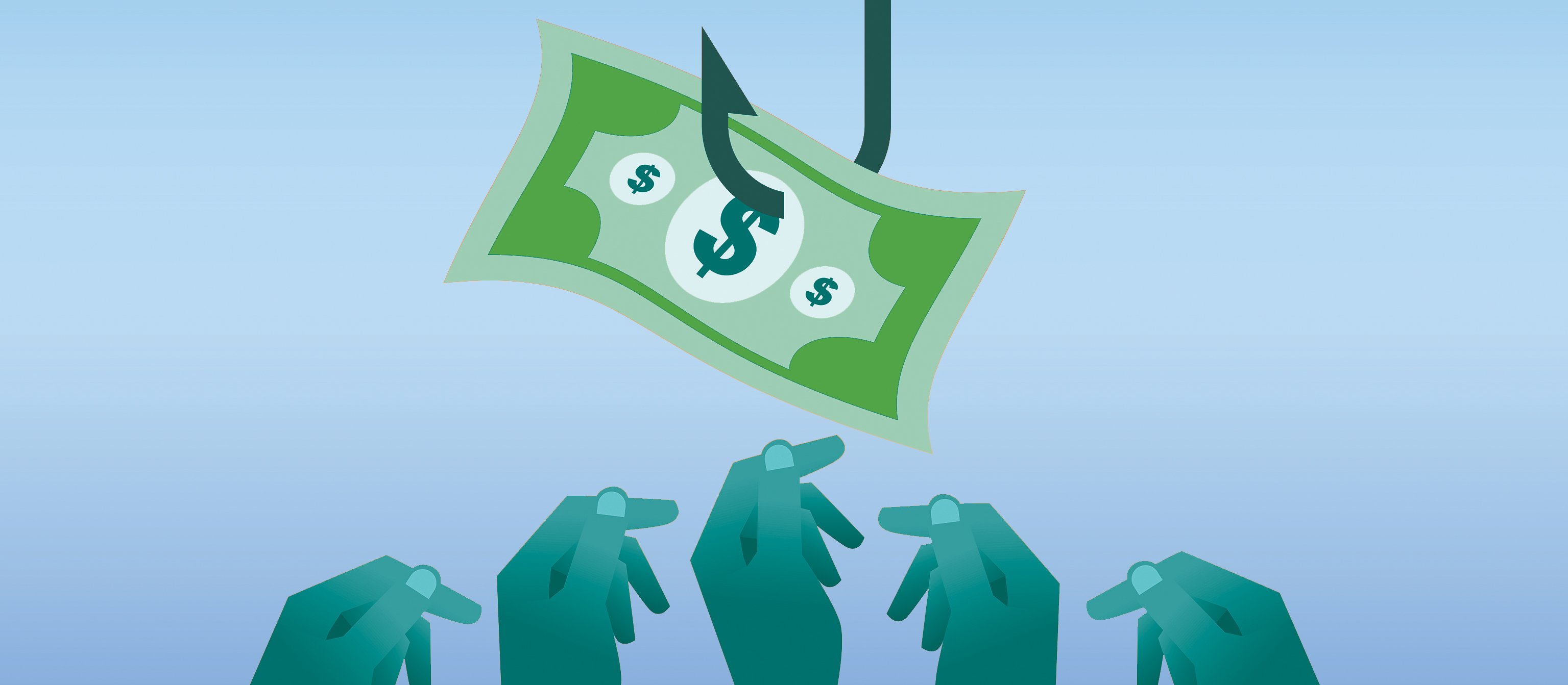 business hands - money on hook