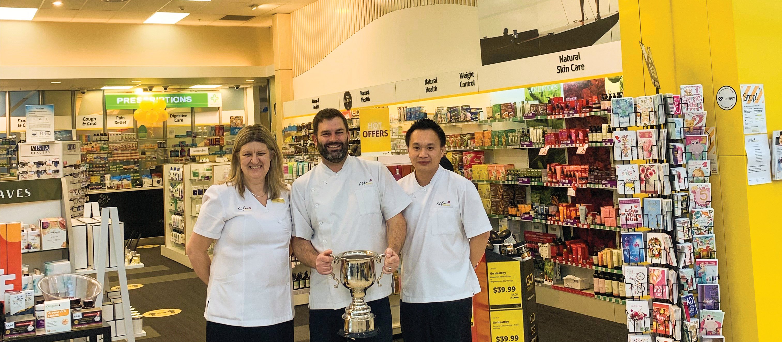 Life Pharmacy Barrington owners Kerryn Stokes, Chris Wilkinson and Patrick Chai