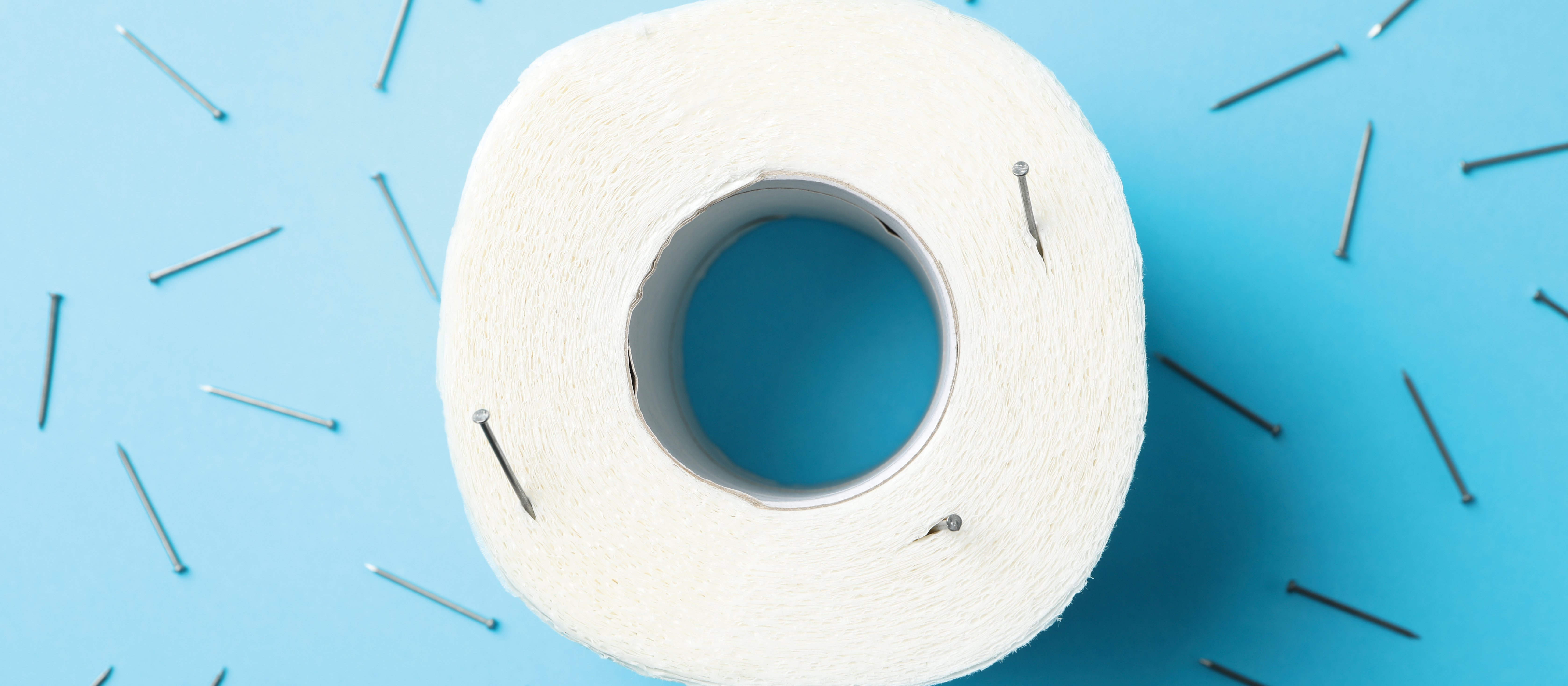Toilet paper with nails 