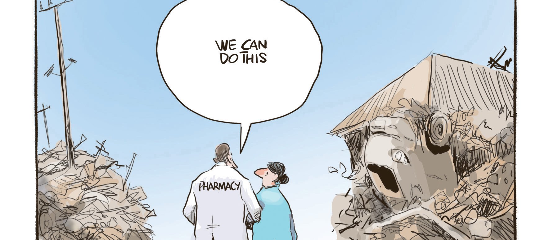 Cyclone disaster Cartoon