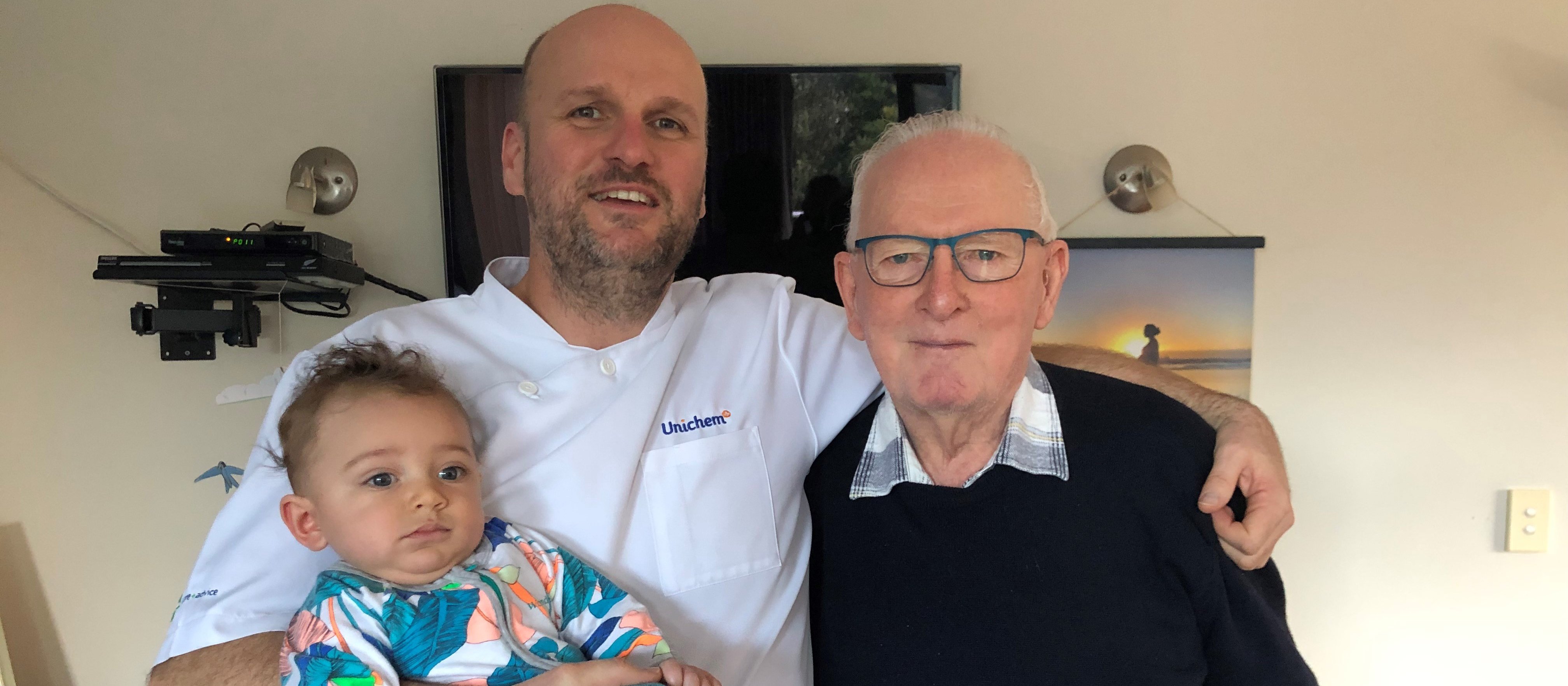 Bob Liddell with son Marcus and youngest grandson Whetu