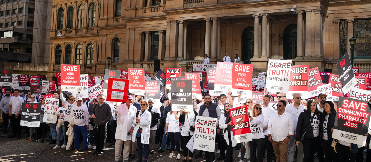 Australian pharmacists protesting a
