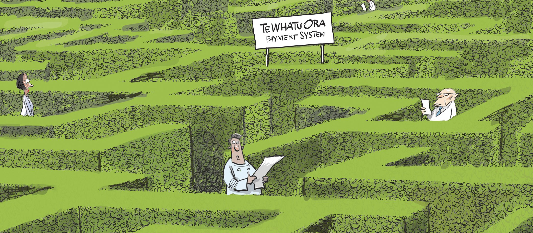 Cartoon Te Whatu Ora payment