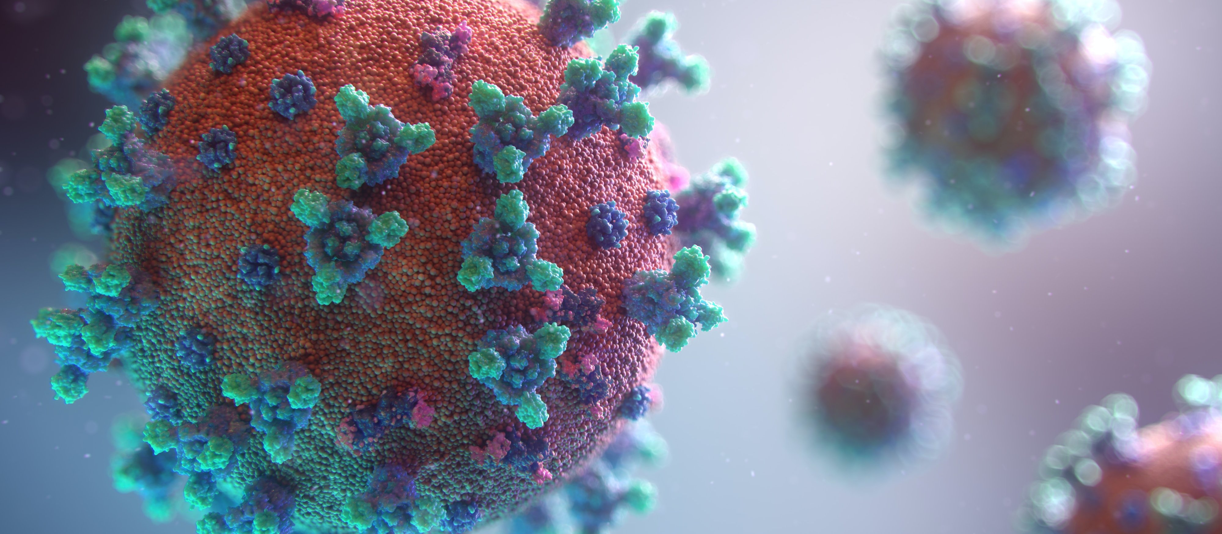 close up image of covid virus particle