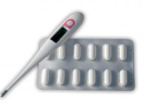 Thermometer and pills