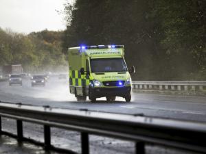 Ambulance lights flashing