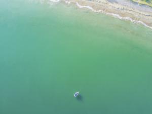 Drone view of boat in Kaeo