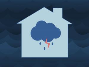Domestic abuse storm cloud in house 