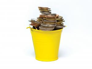 Bucket of coins - money