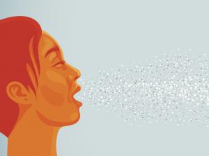 Woman sneezing illustration