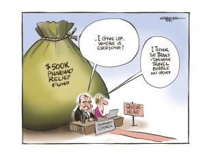 Cartoon May 2021 - Pharmacy Relief fund - Rod Emmerson