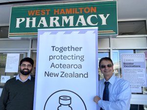 West Hamilton pharmacists Nachiket Joshi and Sanjay Joshi (right)  