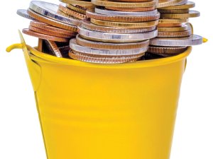 bucket of coin