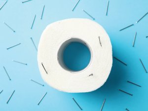 Toilet paper with nails 