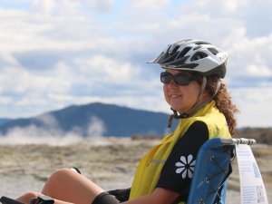 Dr Natalie Gauld at a geothermal field in Rotorua