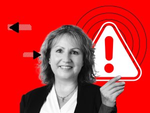 Vanessa Caldwell with error exclamation sign behind her